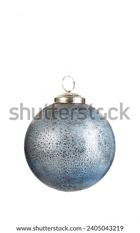 Beautiful iron light blue Christmas ball isolated on white