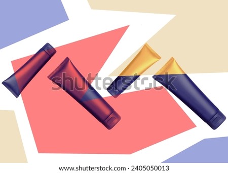 Abstract fun cosmetics background. Beauty colourful banner.