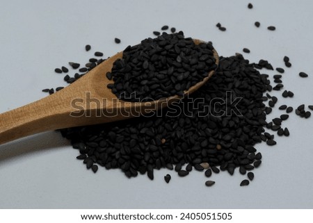 Isolated black sesame seeds - close up