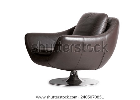 Brown Leather Swivel Arm Chair isolated on white background  Royalty-Free Stock Photo #2405070851