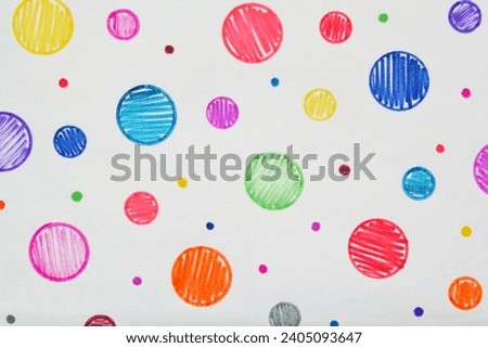 Felt pen doodle colored circle and dots scribbles. Abstract texture drawn with felt-tip pen. Colorful felt tip ink markers handwritten drawn lines. Sketch concept. Seamless pattern