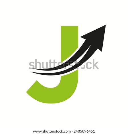 Financial Logo On Letter J Concept With Growth Arrow Icon