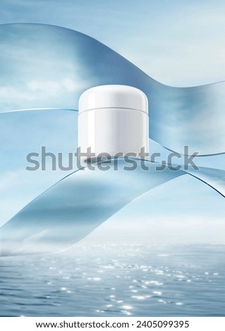 Ocean background transparent ribbon white skin care face cream