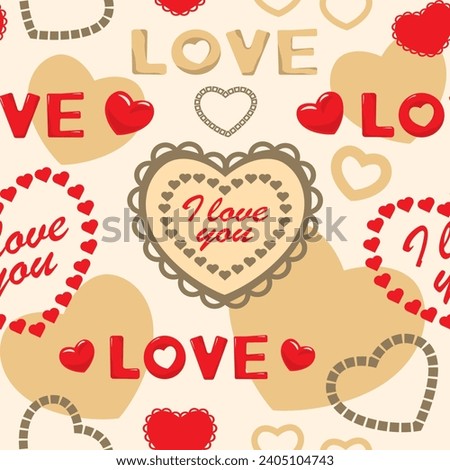 Love clip art seamless background, decorative hearts vector pattern, wallpaper, textile print, wrapping paper pattern.