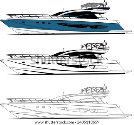 Yacht vector, boat vector, fishing boat vector