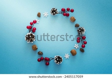 flat lay cute winter wreath elements. Resolution and high quality beautiful photo