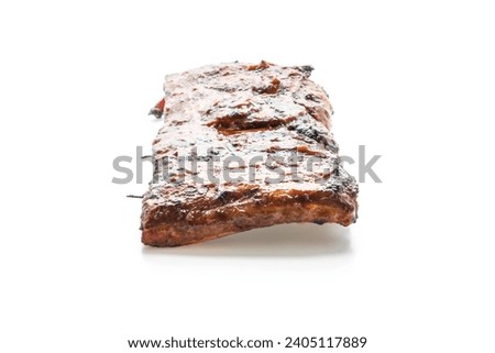grilled and barbecue ribs pork isolated on white background