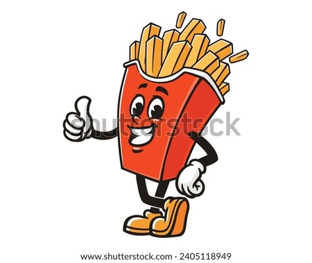 French fries with thumbs up cartoon mascot illustration character vector clip art