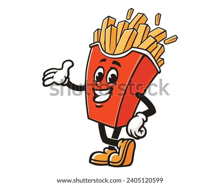 French fries cartoon mascot illustration character vector clip art
