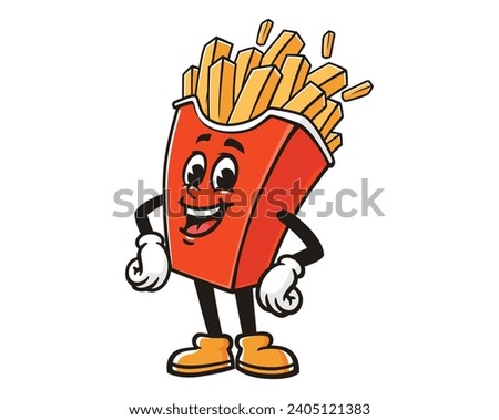 French fries laugh cartoon mascot illustration character vector clip art