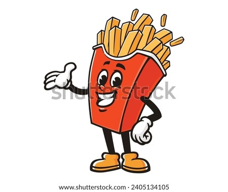 French fries with standing pose cartoon mascot illustration character vector clip art