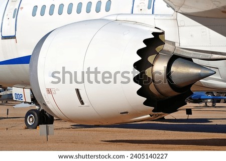 A View of a Large Turbofan Jet Engine on an Airliner Royalty-Free Stock Photo #2405140227