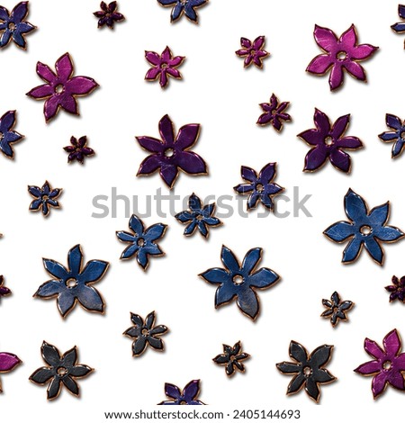 3d Vector pattern, repeating abstract petals of flower on hexagon shape. Graphic clean for fabric, wallpaper, printing. Patter is on swatches panel