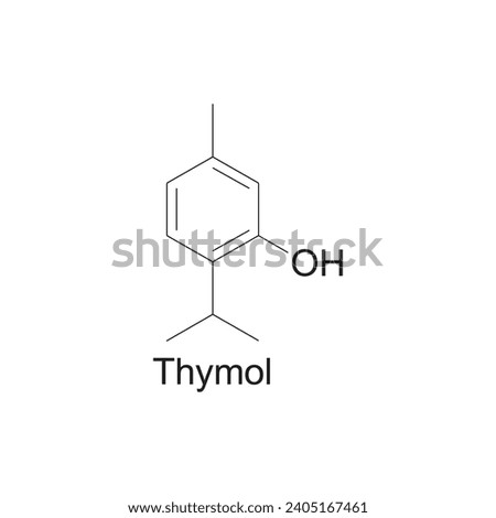 Thymol skeletal structure diagram.Monoterpenoid compound molecule scientific illustration on white background. Royalty-Free Stock Photo #2405167461