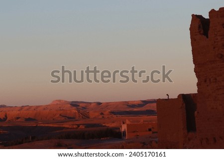 A natural picture of old buildings and the beauty of the mountains in the village of Qasabi, Moulouya, on the outskirts of the city of Midelt, Morocco