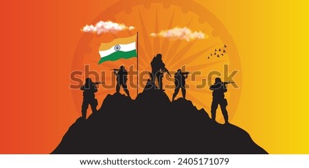 Vector illustration of Indian Army Day, celebrating the victory of the Indian Army on Republic Day Independence. Amar Jawan Jyoti. Kargil Victory Day. Indian Army Martyrs Day editable design Royalty-Free Stock Photo #2405171079