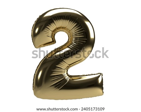 Balloon numbers in gold isolated on a white background