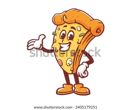 Pizza standing pose cartoon mascot illustration character vector clip art