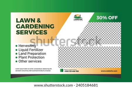 Lawn or gardening service social media post and web banner template
