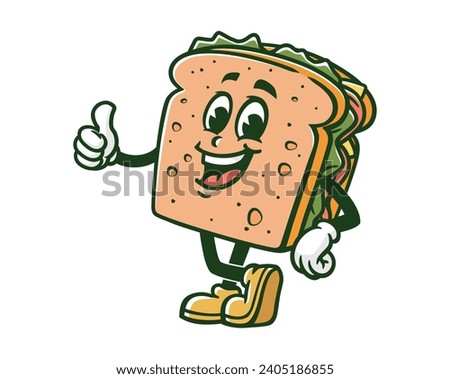 Sandwich with thumbs up cartoon mascot illustration character vector clip art