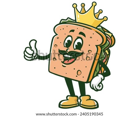 Sandwich King cartoon mascot illustration character vector clip art