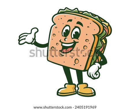 standing Sandwich cartoon mascot illustration character vector clip art