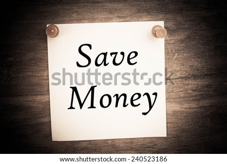 save money text on note paper