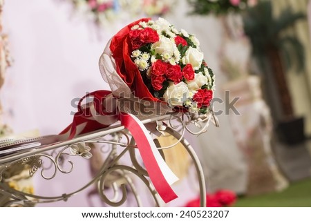 Beautiful red wedding bouquet roses