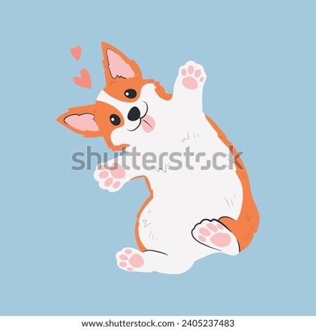 A cute corgi dog cartoon vector icon illustration. Suitable for banner, card, sticker, social media post, and poster. International Corgi Day. Royalty-Free Stock Photo #2405237483