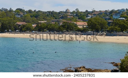 A view of Balmoral Beach in Sydney Harbor, Australia on a sunny afternoon.
