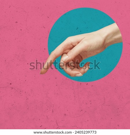 Hand From Portal Concept Art Collage. Creative Designed Background. Copy Space For Your Text.