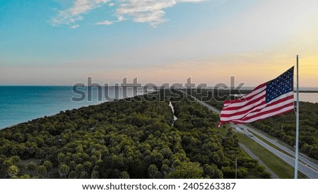 American Flag along the Florida coastline