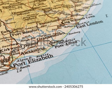 Map of Port Elizabeth and East London, South Africa, world tourism, travel destination