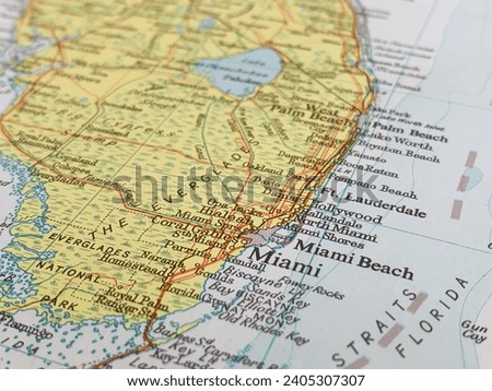 Map of Miami, Florida, USA, world tourism, travel destination