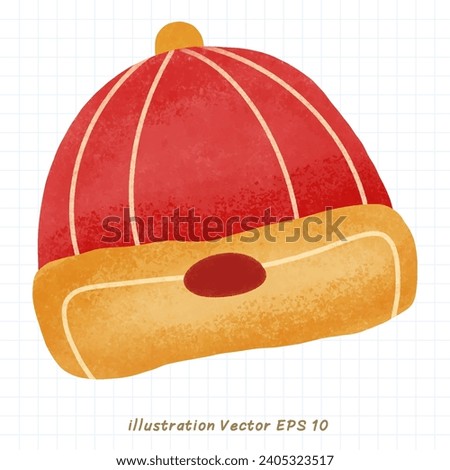 Chinese Hat in Chinese new year elements on white background in new year holiday  , illustration Vector EPS 10