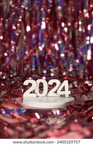 Numbers 2024 on the podium. Happy new year concept.