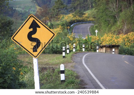 Traffic sign on mountain route