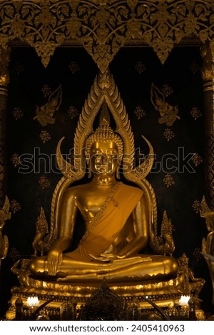Interior of the vihara of the Phra Phuttha Chinnarat at Wat Phra Si Rattana Mahathat, Phitsanulok Province, Thailand