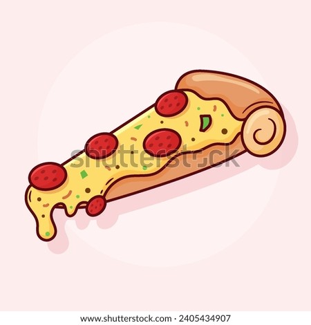 Pizza Icon Illustration. Hand Drawn Fast Food