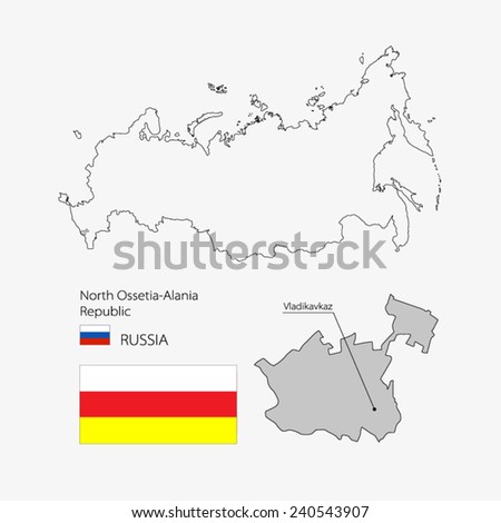 Map of North Ossetia-Alania Republic, Russia