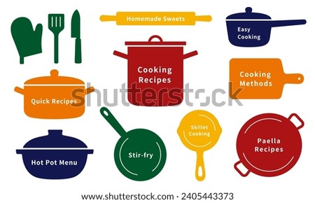 Icon set of colorful kitchen tools Royalty-Free Stock Photo #2405443373