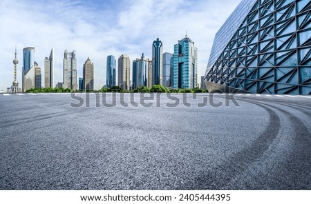 Asphalt road square and modern city buildings in Shanghai