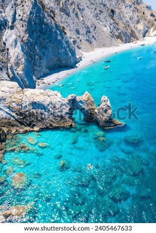 Vertical picture from Lalaria Beach in Skiathos, Greece