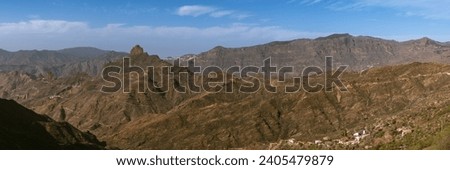 Panoramic View To Roque Bentayga And Artenara On Gran Canaria Royalty-Free Stock Photo #2405479879