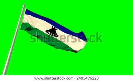Waving glorious flag of Lesotho on chroma key screen, isolated - object 3D illustration