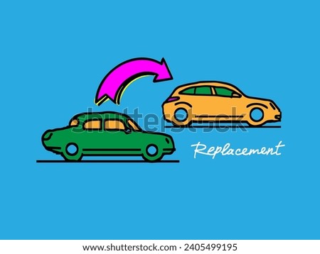 Side view of two cars. Replacement. Vector illustration.
