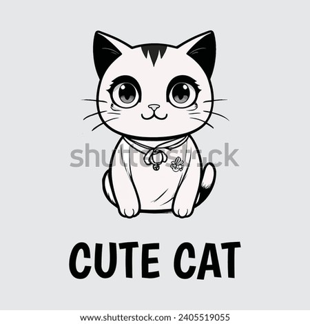 Simple cute cat logo illustration.