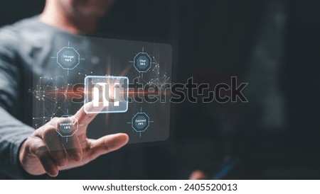 Artificial intelligence, in form of smart virtual chat robot, leverages technology to provide digital information and assistance online, showcasing transformative potential of tech in digital realm Royalty-Free Stock Photo #2405520013