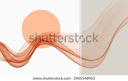Abstract peach swirl wave background, transparent wave flow lines.