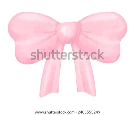 Watercolor coquette pink bow hand drawn vector illustration